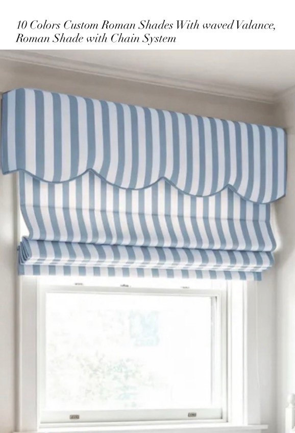 10 Colors Custom Roman Shades With waved Valance, Roman Shade with Chain System, window blind, Nursery room curtains/Window Treatments