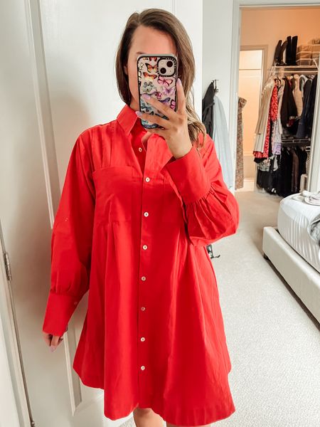 Shirt dress // red dress // boutique finds // dresses under $100 // work dress // office finds // spring // summer // ootd 

#LTKfindsunder50 #LTKstyletip #LTKworkwear