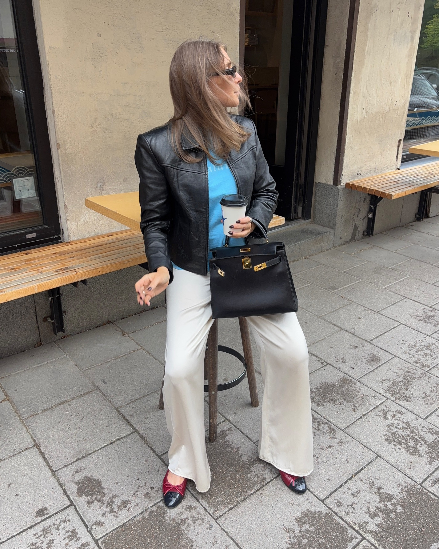 Jacket: Worn Box Jacket - size S
T-shirt: Gimaguas Balance - size M
Pants: Zara home (old)
Shoes: Vintage Chanel ballet flats

#LTKsummer #LTKeurope #LTKbag