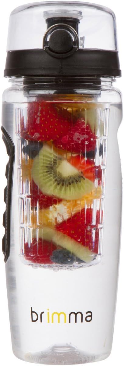 Brimma Fruit Infuser Water Bottle - 32 oz 0.25 gallon Water Bottle, Large Leakproof Plastic Fruit... | Amazon (US)