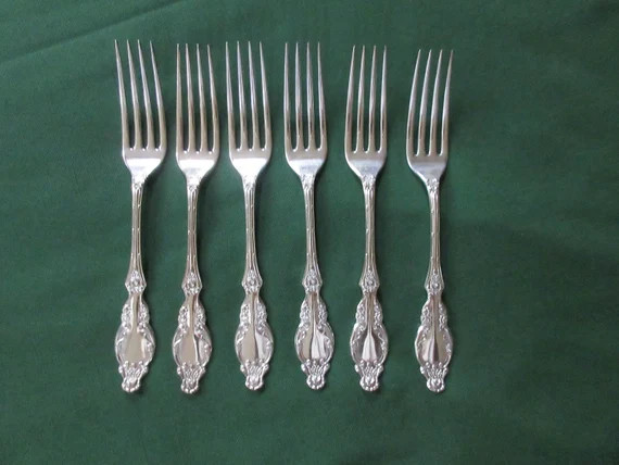5 Turn-of-the-Century Silverplate Dinner FORKS from Benedict in DEWITT Pattern w/Flower on Tip & ... | Etsy (US)