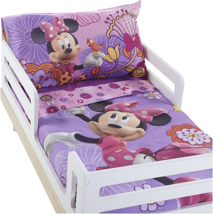 Disney 4 Piece Minnie's Fluttery Friends Toddler Bedding Set, Lavender | Amazon (US)