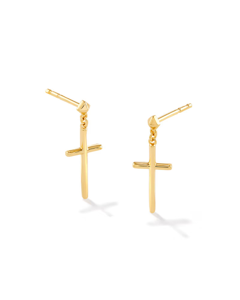 Cross Dangle Drop Earrings in 18k Gold Vermeil | Kendra Scott