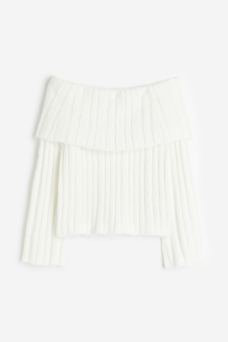Rib-knit Off-the-shoulder Sweater - Black - Ladies | H&M US | H&M (US + CA)