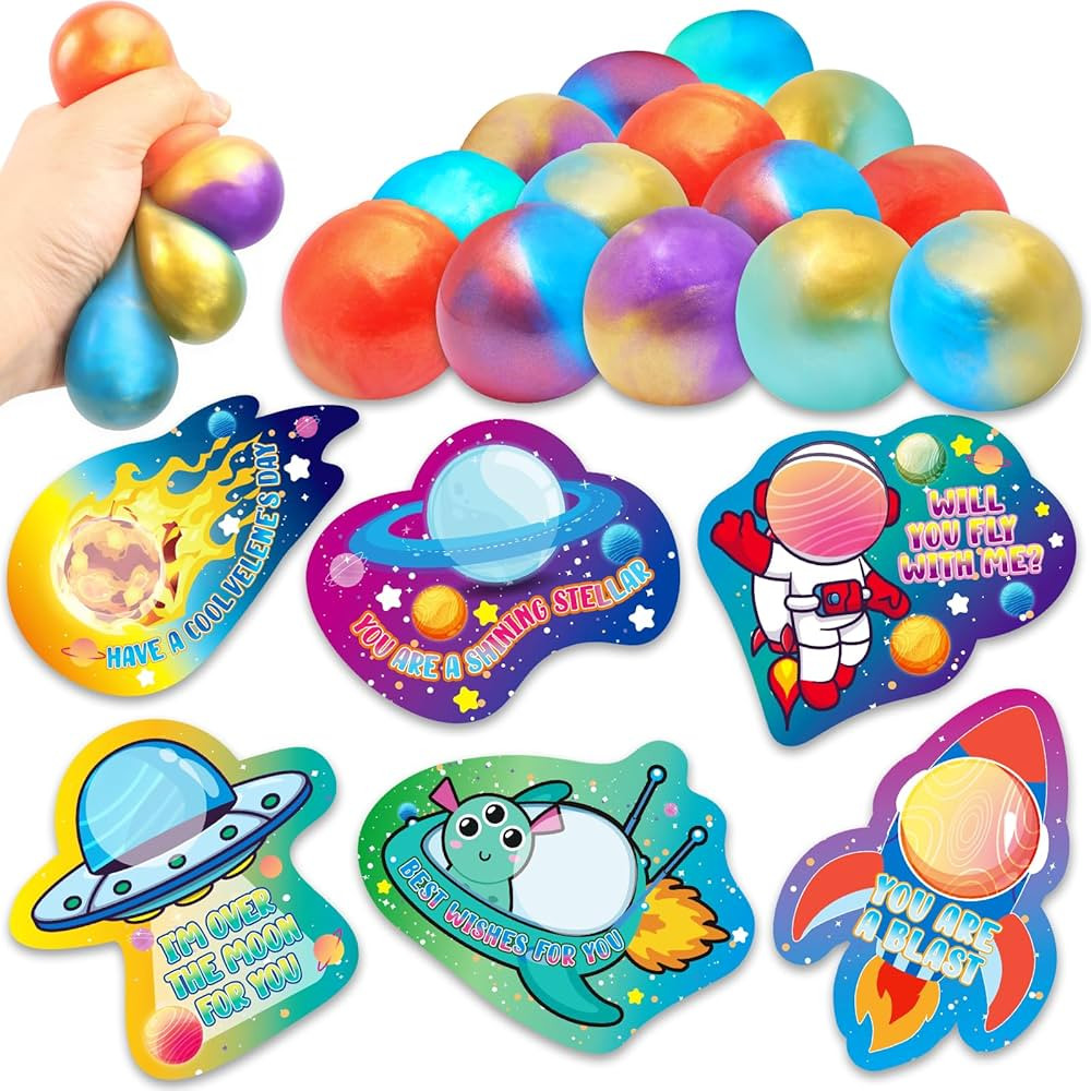 24 Pack Valentines Day Cards for Kids Classroom, Valentine Greeting Cards with Slime Ball Kit, Va... | Amazon (US)