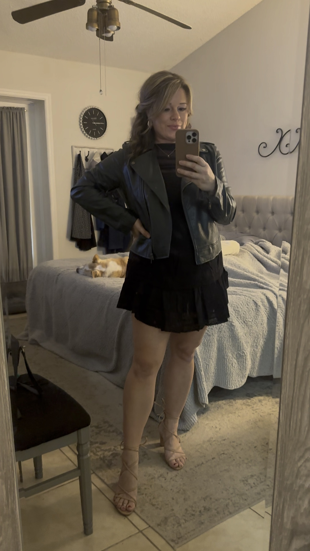 Obsessed with this summer to fall transition outfit. 

Moto jacket outfit
Motorcycle jacket
Tiered skirt
Mesh top
Nude heels
Edgy outfits
Girls night outfit
Date Night outfit


#LTKStyleTip #LTKMidsize #LTKParties