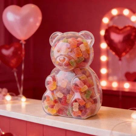 Clear Plastic Gummy Bear Container 16inch - Cute Bear Shaped Gummy Bear Storage Box, Roomy Candy Boxes for Valentine Gift, Valentine's Day & Birthday Party Favors 1pcs white | Walmart (US)