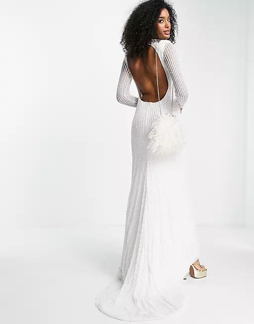 ASOS EDITION Genevieve linear sequin wedding dress with fishtail | ASOS (Global)