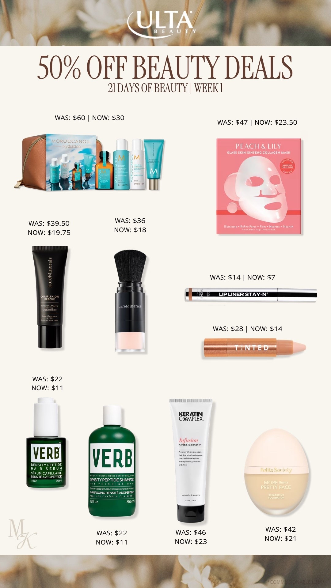 @ULTA Beauty  21 Days of Beauty weekly deals are back!  Everything 50% off for week 1!
#ad #ultabeauty #ulta 

Ulta 21 Days of Beauty Favorites! 
-
Makeup, beauty, ulta, hair care, skincare, peach and lily, k beauty, Korean beauty, verb, shampoo, hair products, foundation, polite society

#LTKSaleAlert #LTKBeauty #LTKOver40