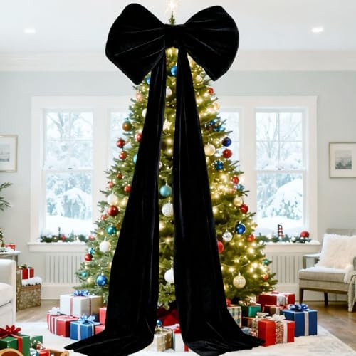 Large Velvet Christmas Bows, 2026 New Christmas Decorations 86 inch Extra Tree Topper Bow, Xmas T... | Amazon (US)