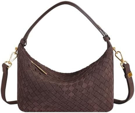 Suede Leather Handbag for Women, Leather Woven Bag, Small Clutch Bag Suede Handbag, Underarm Purs... | Amazon (US)