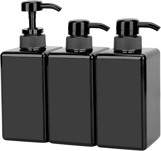 Suream Plastic Shampoo Bottles with Pump 15oz/450ml, Black Bathroom Shampoo and Conditioner Dispe... | Amazon (US)