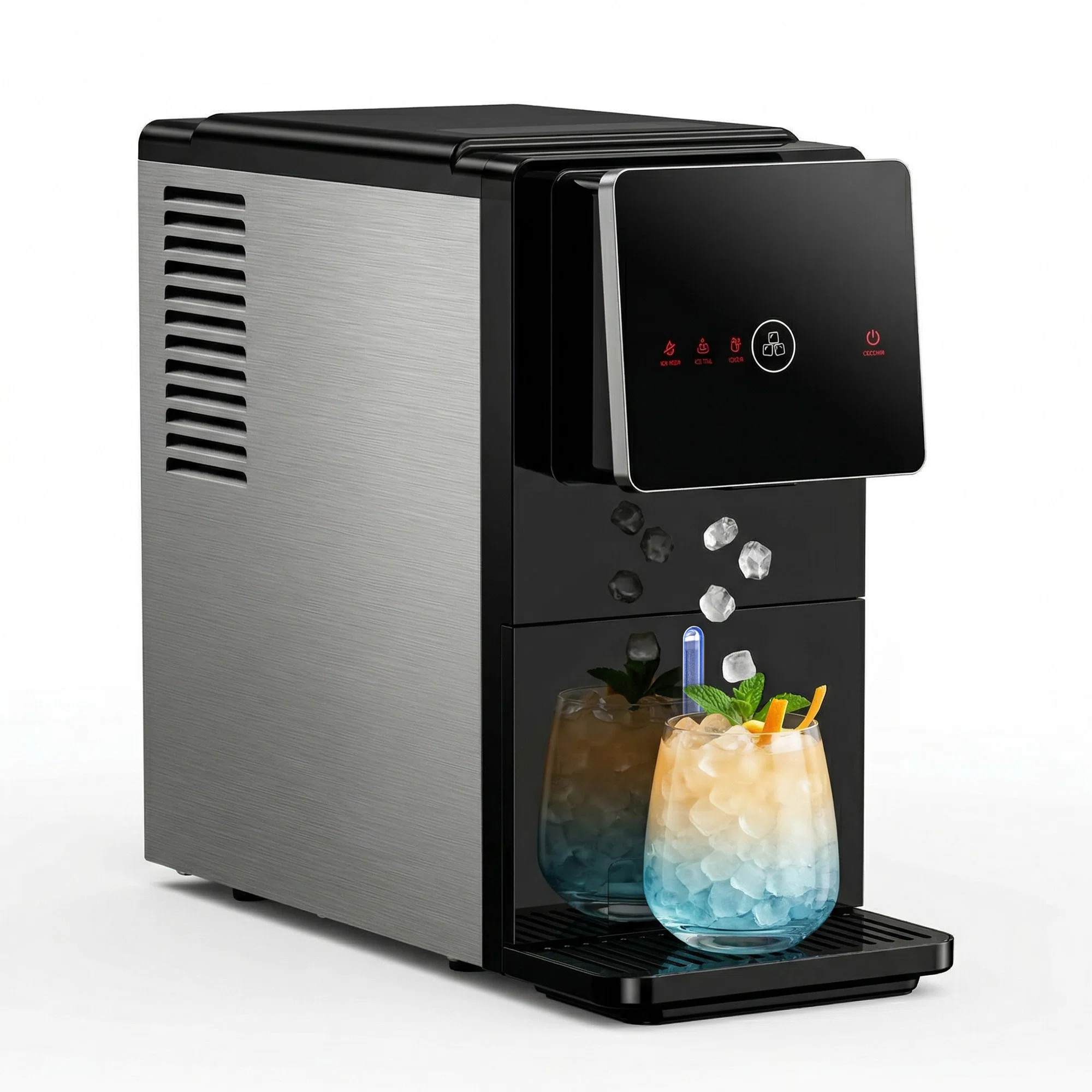Euhomy 7 In. 33 Lb. Nugget Ice Countertop Portable Ice Maker In Black Finish With Automatic Ice Dispense | Wayfair North America