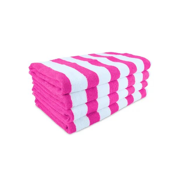 Arkwright Cali-Cabana Beach Towels (Pack of 4), 30x60, Cotton, Pink Stripes | Walmart (US)