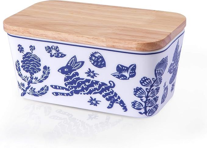 Butter Dish with Lid - Large 6” Covered Butter Dish with Wooden Lid Airtight Holds Up to 2 Stic... | Amazon (US)