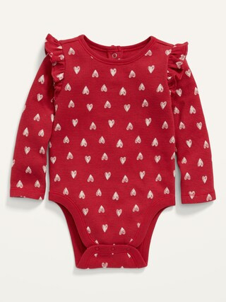 Long-Sleeve Ruffle-Trim Thermal Bodysuit for Baby | Old Navy (US)
