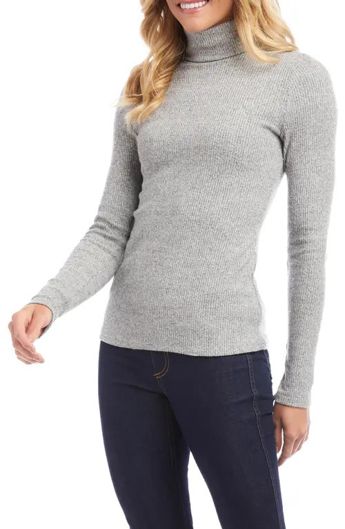 FIFTEEN TWENTY Rib Turtleneck Top in Gray at Nordstrom, Size Large | Nordstrom