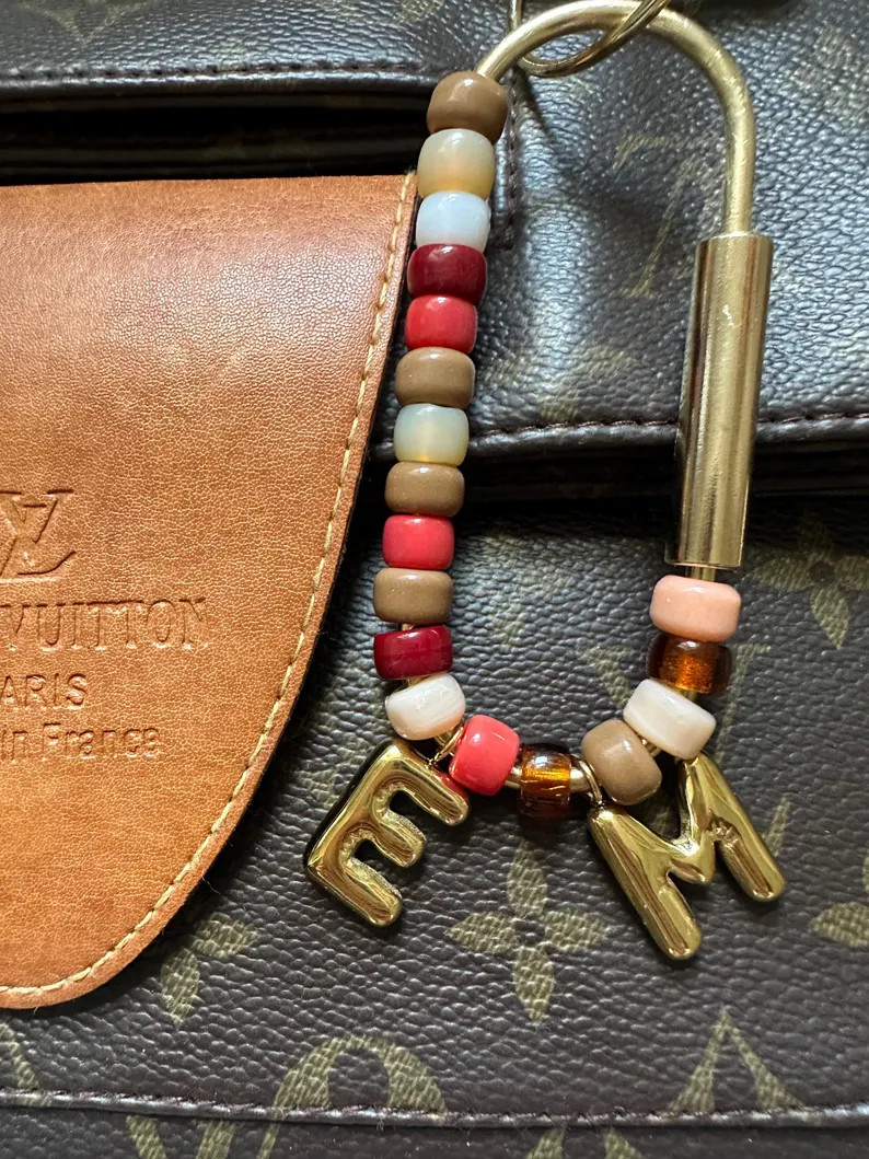 Gold Balloon Letter Glass Gemstone XL Brass Bag Charm Brass Key Ring Personalised Bag Charm Gold ... | Etsy (US)