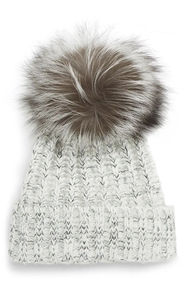 Beanie with Genuine Fox Fur Pom | Nordstrom