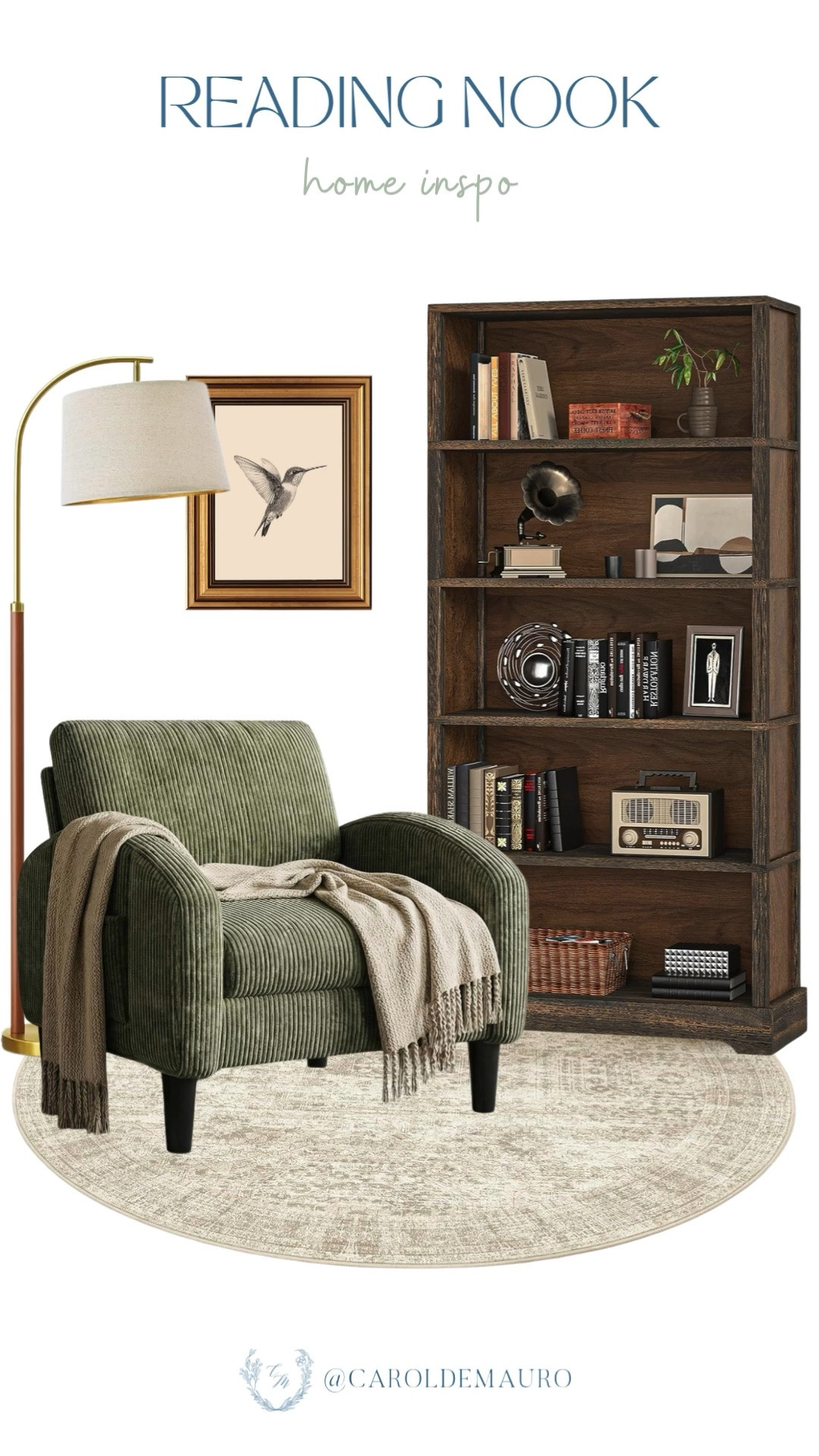 A green corduroy chair, a warm lamp, and a full bookshelf is the reading nook setup that makes staying home feel like the best decision.

home decor inspo, cozy home, reading corner, book nook, interior design, bookworm, bibliophile, design inspo, library

#LTKHome