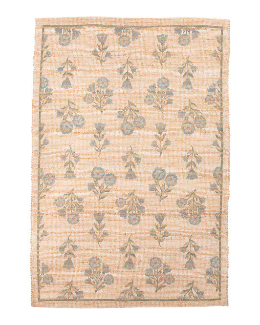 5x8 Jute And Cotton Blend Floral Print Area Rug | Marshalls