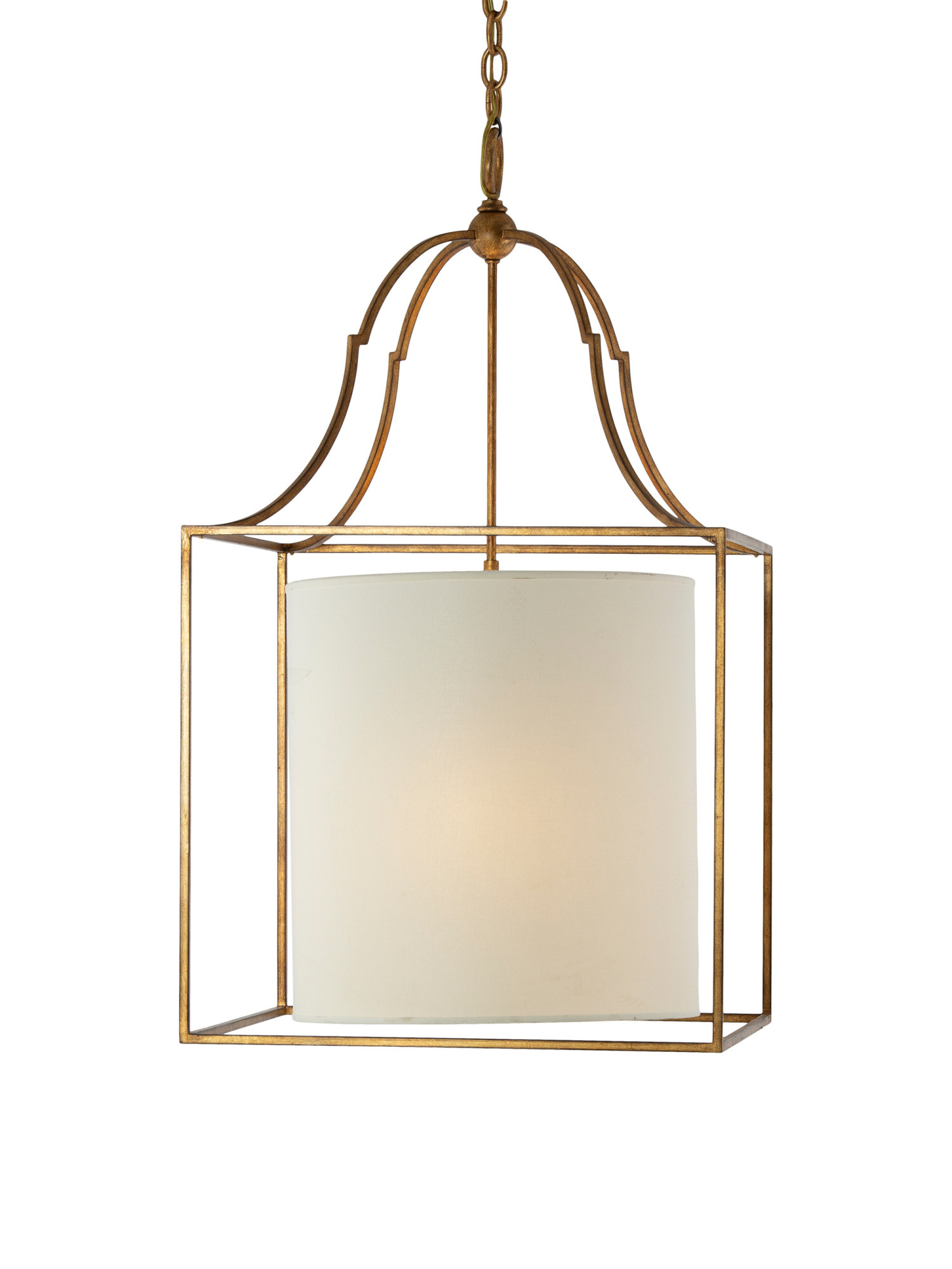 35.75x20.5 Gustavian Gilded Iron Lantern With Linen Shade | TJ Maxx