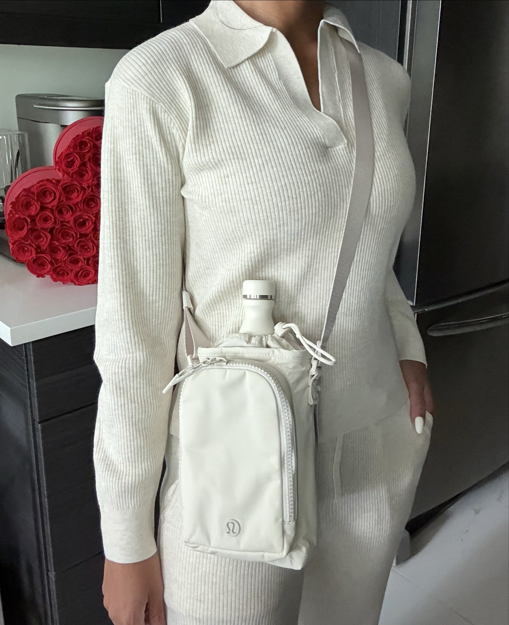 love this lululemon water bottle crossbody with front pocket 2l in light ivory ! 🤍 

stanley, all day slim bottle, uniqlo, ribbed washable set, travel outfits, athleisure. 

#LTKActive #LTKTravel #LTKStyleTip