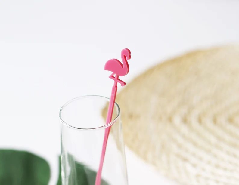 Flamingo Drink Stirrers (set of 6 tropical pink stirrers!) | Etsy (US)