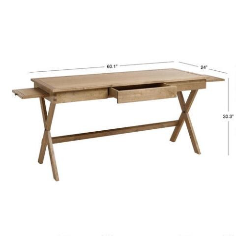 Light Walnut Wood Campaign Desk | World Market