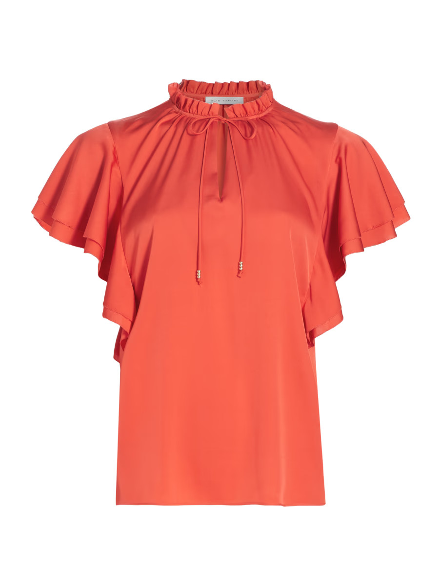 Viori Silk Flutter-Sleeve Blouse | Saks Fifth Avenue