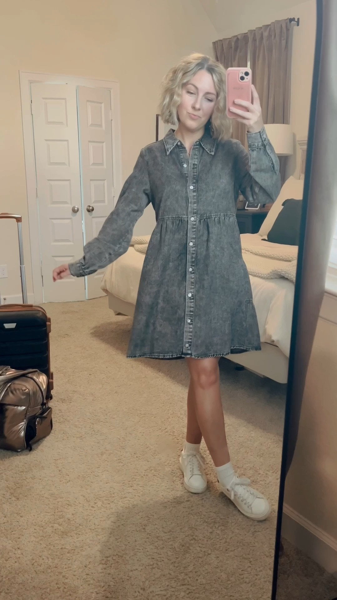 This. Denim. Dress. 

Small. TTS. I’m 5’2”  

#LTKPetite #LTKFindsUnder50 #LTKStyleTip