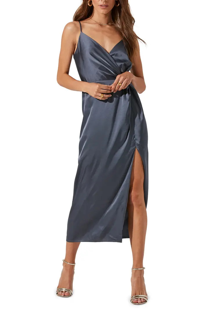 Twist Front Satin Dress | Nordstrom
