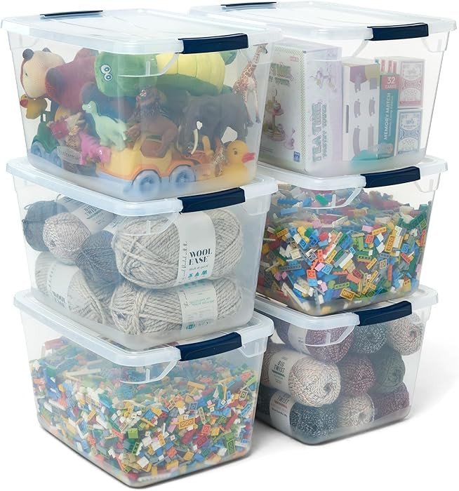 Rubbermaid Cleverstore Clear 32 Qt, 6 Pack Stackable Plastic Storage Bins with Lids, Great for Cl... | Amazon (US)