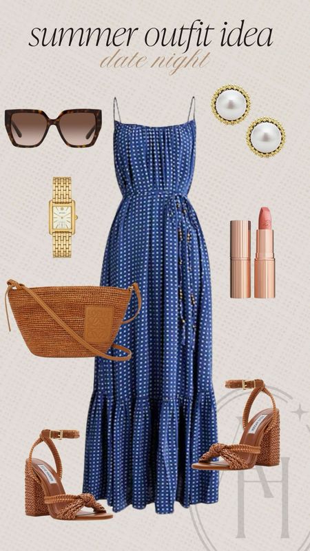Summer date nightoutfit idea! I love this blue maxi dress and pearl detail earrings. Pair them with a heel and matching bag to complete the look. 

#LTKStyleTip #LTKBeauty #LTKSeasonal
