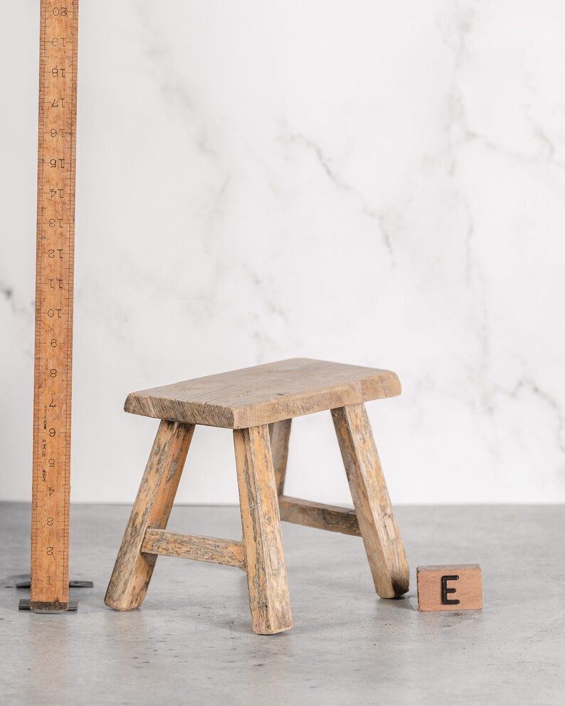 Vintage Tiny Elm Farmer’s Stool (Free Shipping) | Etsy (US)