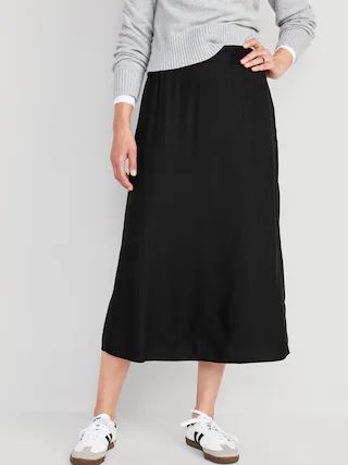 High-Waisted Smocked Crepe Maxi Skirt for Women | Old Navy (CA)