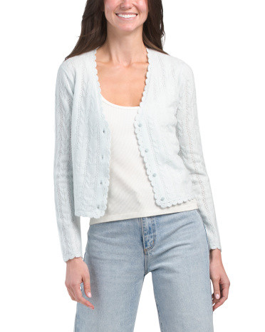 Cashmere Pointelle Cardigan | TJ Maxx