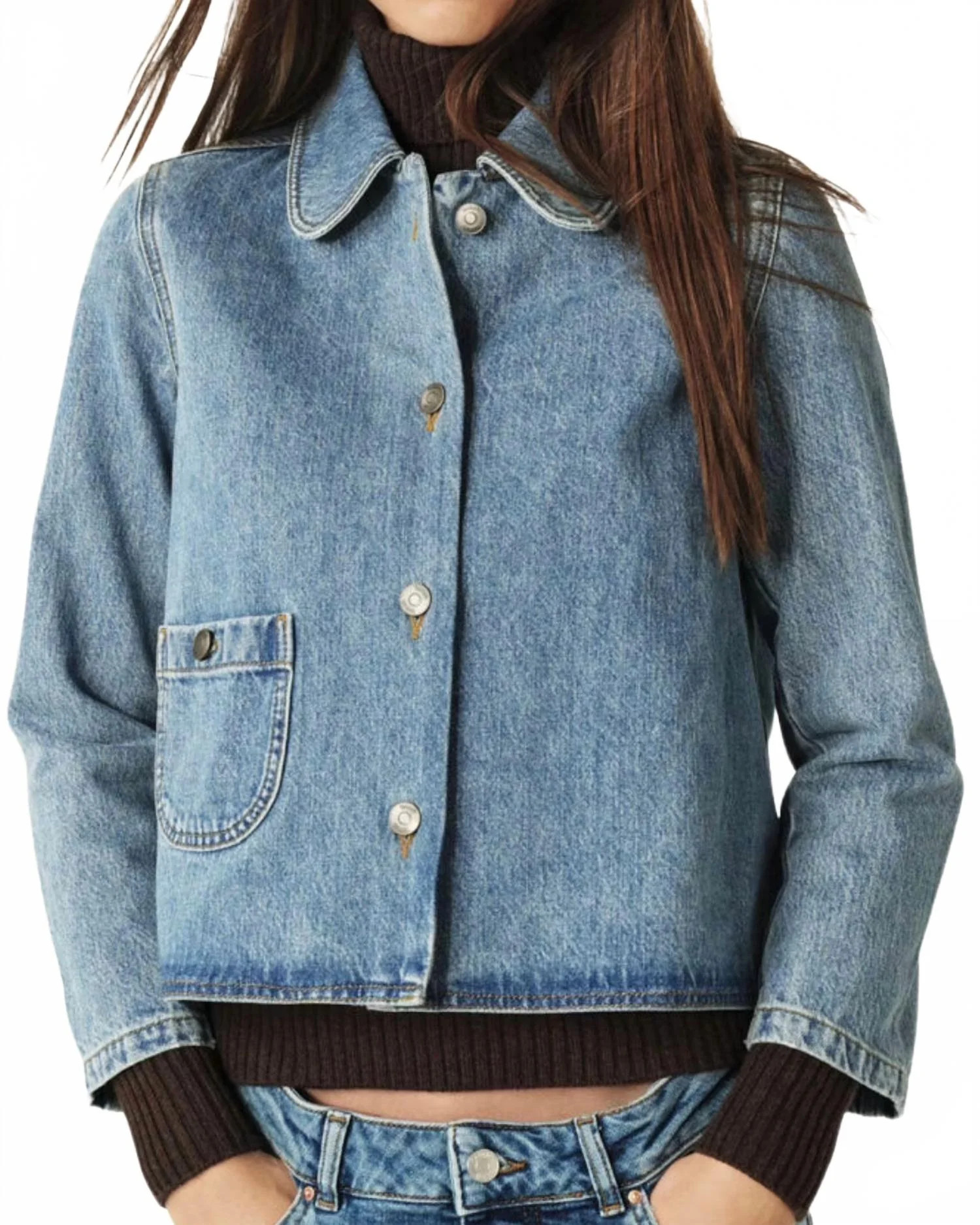 Tiny Denim Jacket In Blue Jeans | Shop Simon