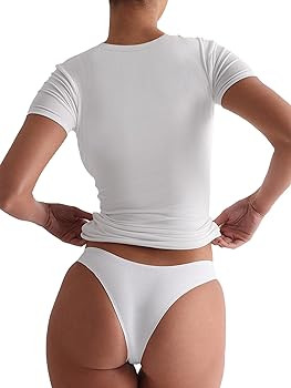 Skims Dupe Tshirt Top Baby Tees Basic Short Sleeve Crop T Shirts Y2k Clothes Workout Tops Summer ... | Amazon (CA)