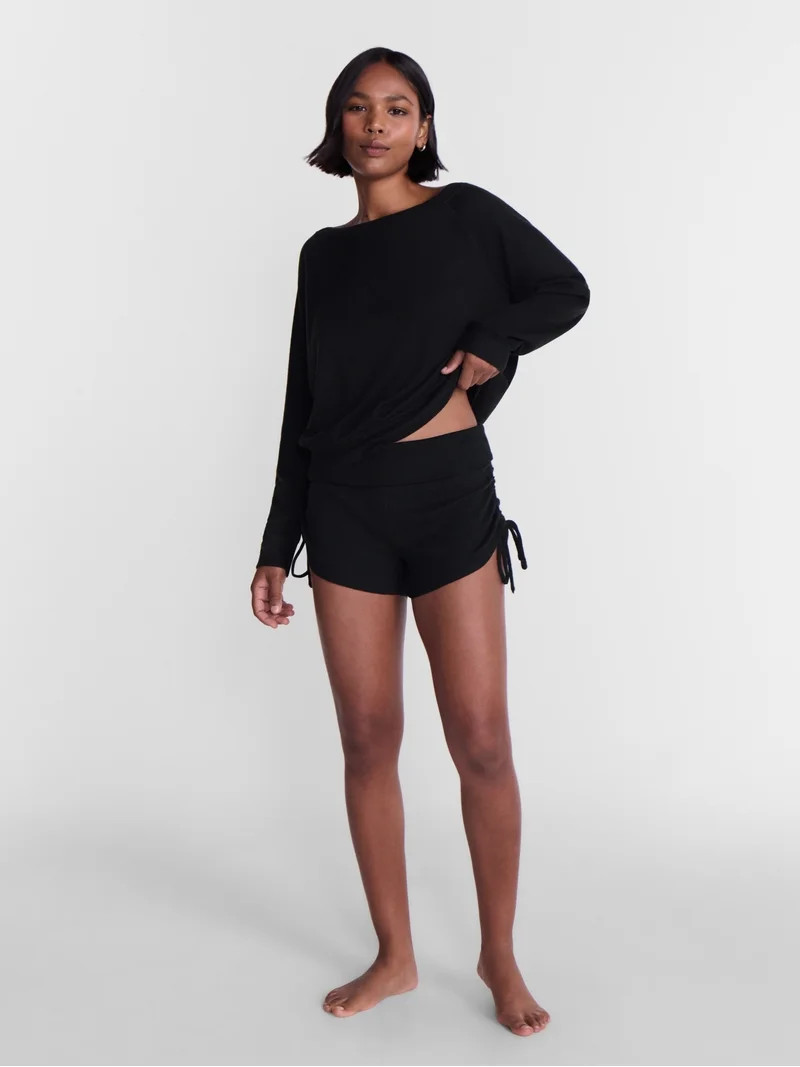 No Boundaries Waffle Knit Sleep Shorts, 2.5'' Inseam, Women\u2019s and Women's Plus XS-2X | Walmart (US)