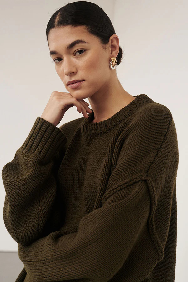 ROY OLIVE LONGLINE KNIT JUMPER | DISSH