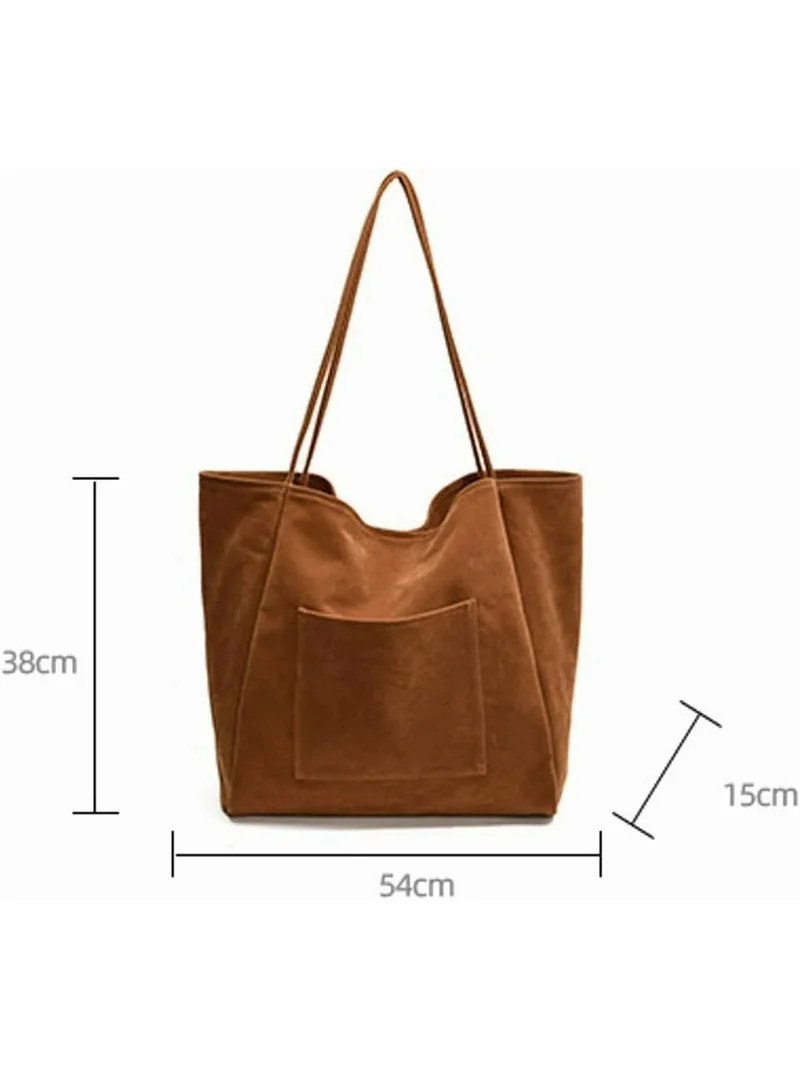 Large Suede Tote Bag for Women Retro Slouchy Shoulder Bag Brown Suede Purse Satchel Bag Work Coll... | Walmart (US)