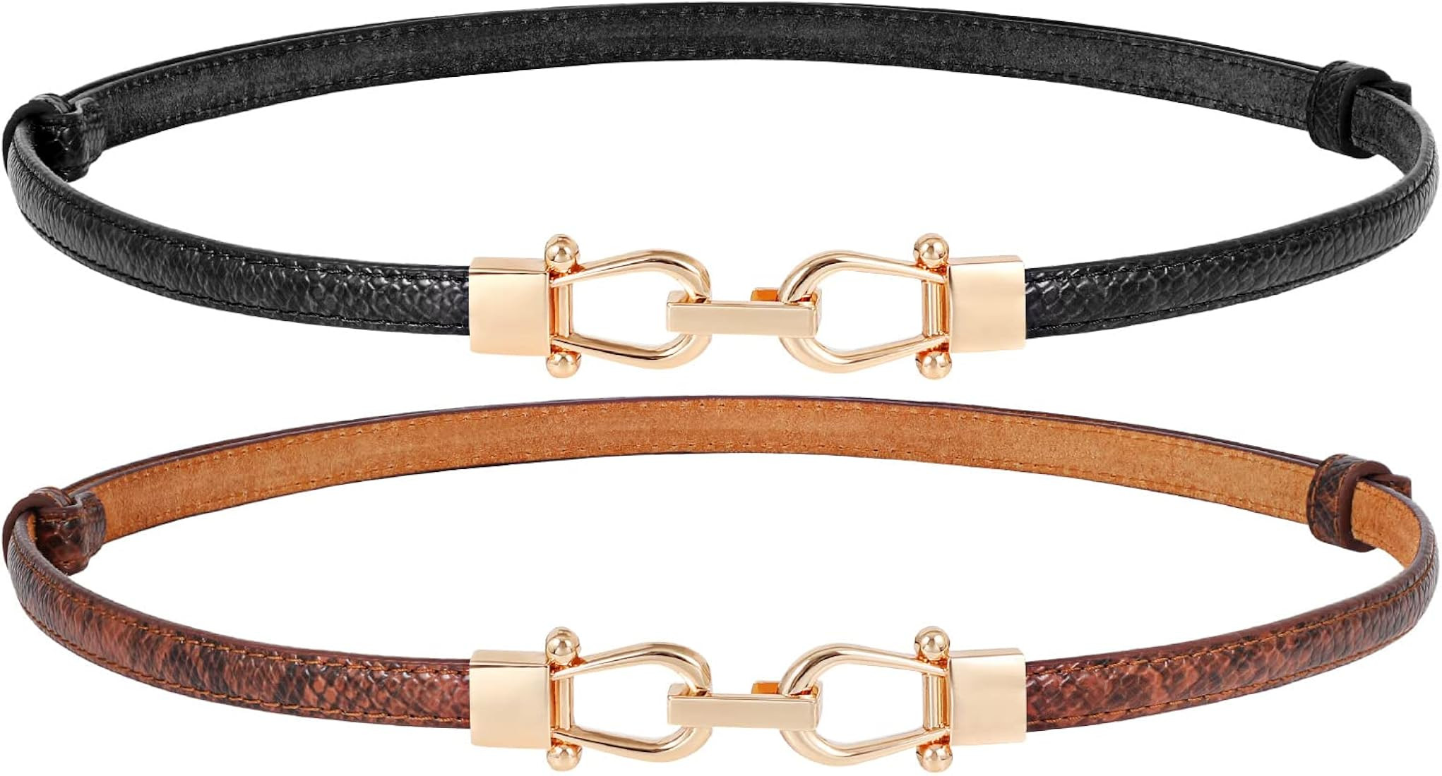 WHIPPY 4 Pack Women Skinny Leather Belt Adjustable Fashion Dress Belt Thin Waist Belts for Ladies... | Amazon (US)