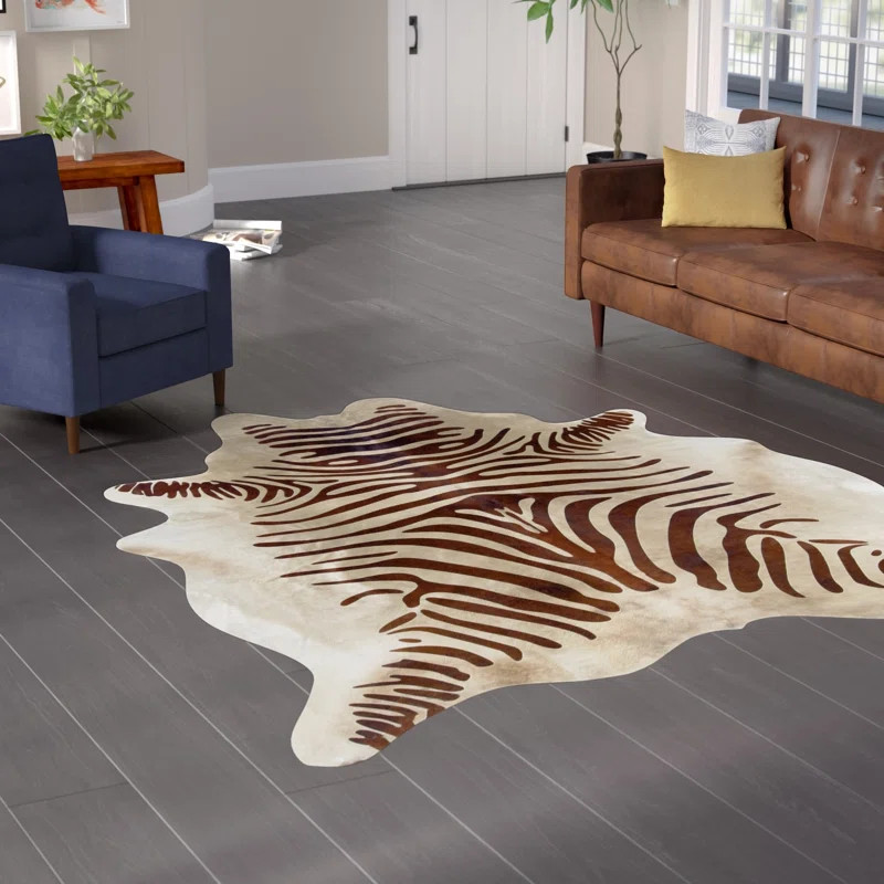 Sutton Handmade Brown Zebra Cowhide Rug with Suede Backing | Wayfair North America