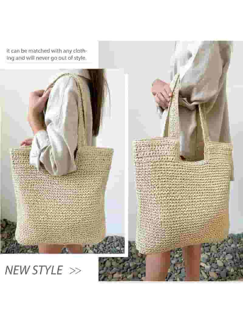 Gocvo Straw Beach Bag for Women Summer Woven Beach Tote Bag Shoulder Handbags Boho Bag | Walmart (US)