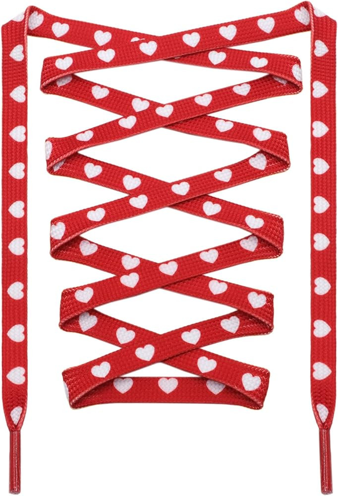Colored Flat Shoe laces: 2 Pair Heart Printed Shoelaces for Sneakers boot | Amazon (US)