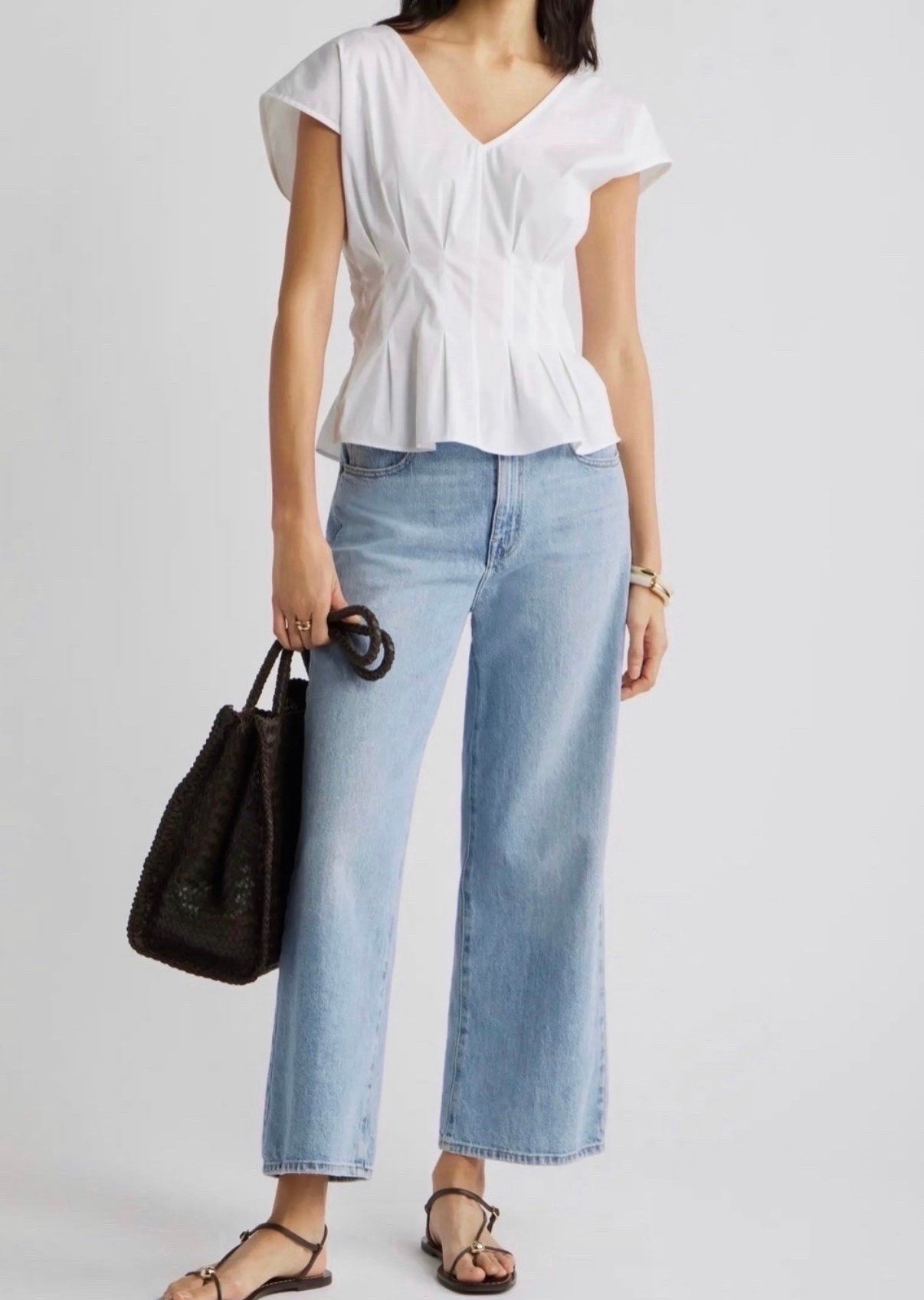 White top
Jeans
Cropped jeans 
Sandal

#LTKootd
