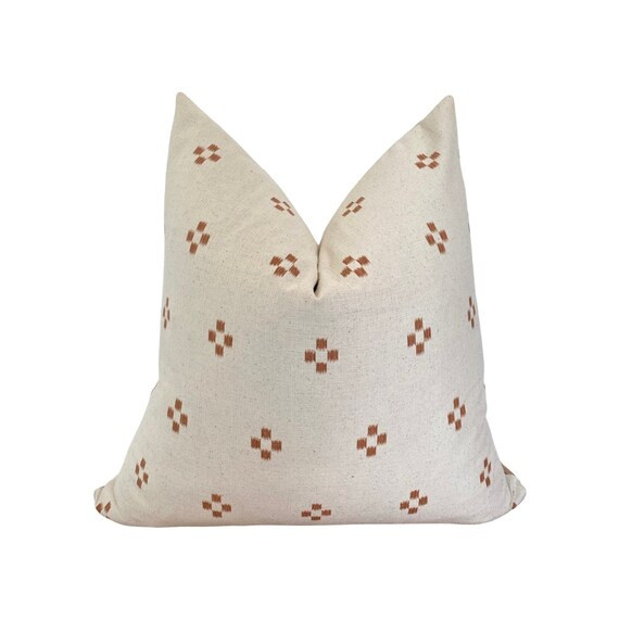 Bohemian Light Cream and Orange Brown Throw Pillow Cover | Etsy | Etsy (US)