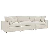 Modway Commix Down-Filled Overstuffed Upholstered 3-Seater Sofa in Light Beige | Amazon (US)