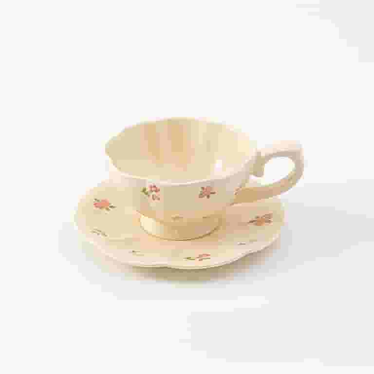 Vintage Floral Porcelain Tea Cup and Saucer Set - 250ml/8oz Elegant Teacup with Scalloped Edge fo... | Walmart (US)